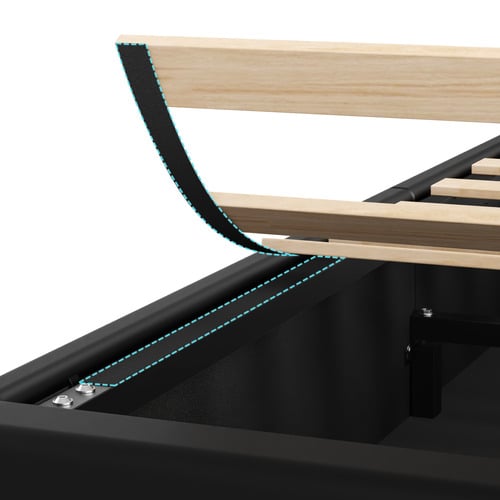 Black Hudson Faux Leather Gas Lift Storage Bed