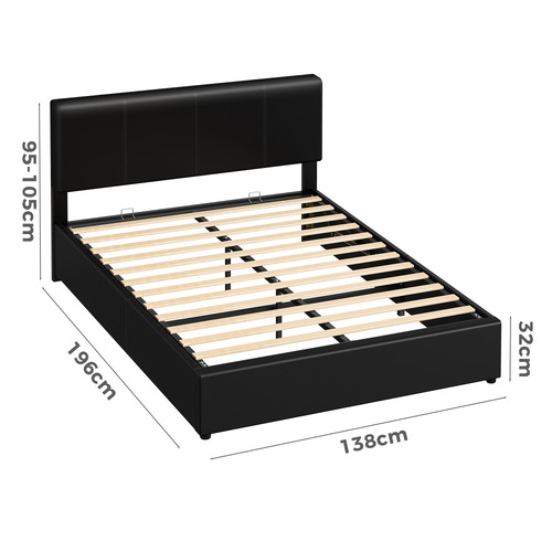 Black Hudson Faux Leather Gas Lift Storage Bed