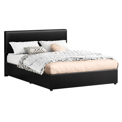 Black Hudson Faux Leather Gas Lift Storage Bed