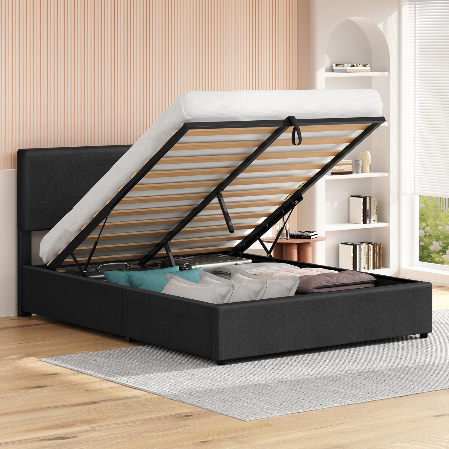 Charcoal-Macauley-Gas-Lift-Bed-Frame