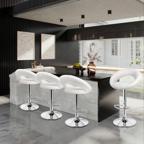 Rose Boucle Adjustable Bar Stools