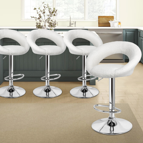 Rose Boucle Adjustable Bar Stools