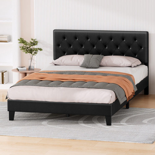 Black-Vernon-Faux-Leather-Bed-Frame