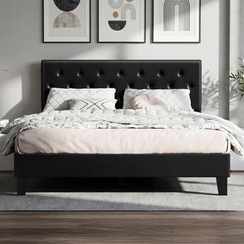 Black-Vernon-Faux-Leather-Bed-Frame