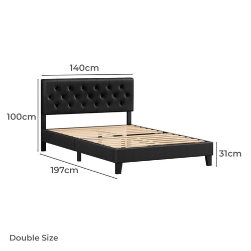 Black Vernon Faux Leather Bed Frame