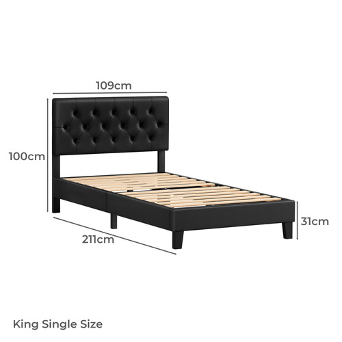 Black Vernon Faux Leather Bed Frame