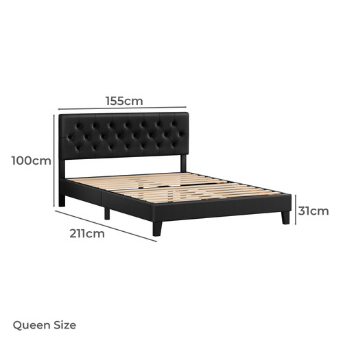 Black Vernon Faux Leather Bed Frame