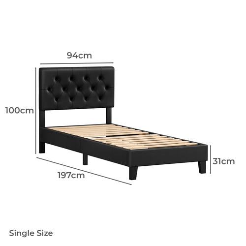 Black Vernon Faux Leather Bed Frame