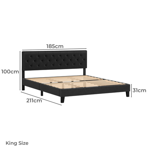 Charcoal Vernon Upholstered Bed Frame