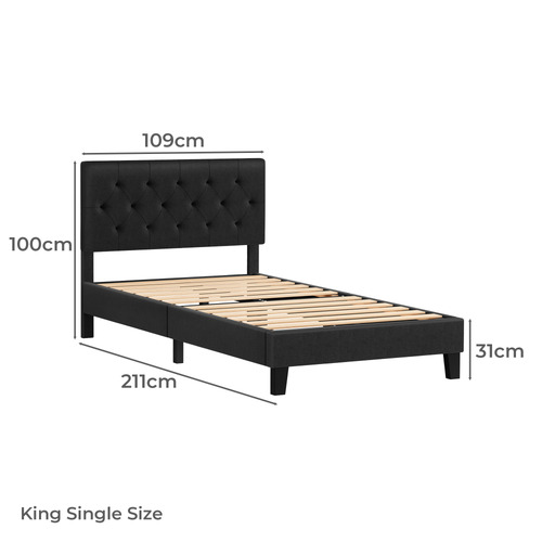 Charcoal Vernon Upholstered Bed Frame