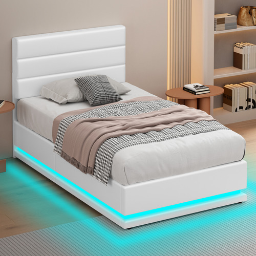 White-Alpine-PU-Leather-Gas-Lift-Storage-Bed-with-LED