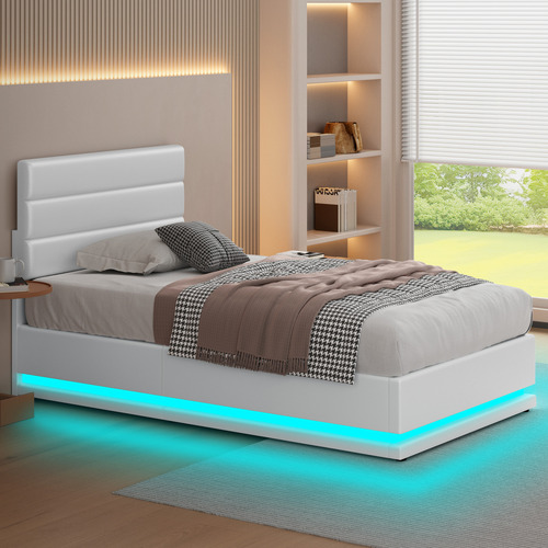 White-Alpine-PU-Leather-Gas-Lift-Storage-Bed-with-LED