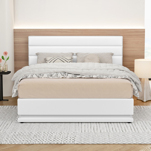 White-Alpine-PU-Leather-Gas-Lift-Storage-Bed-with-LED
