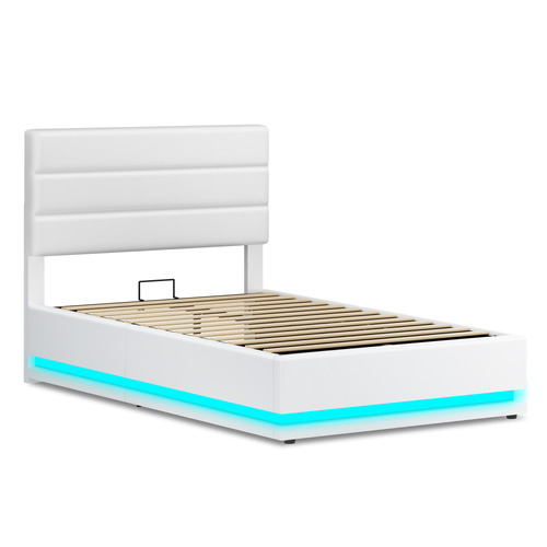 White-Alpine-PU-Leather-Gas-Lift-Storage-Bed-with-LED