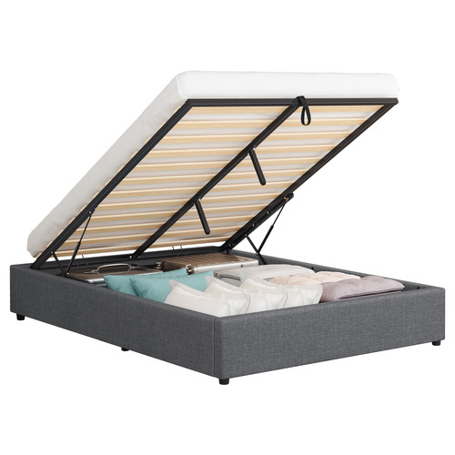 Tiago-Linen-Look-Gas-Lift-Bed-Base