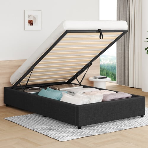 Tiago-Linen-Look-Gas-Lift-Bed-Base