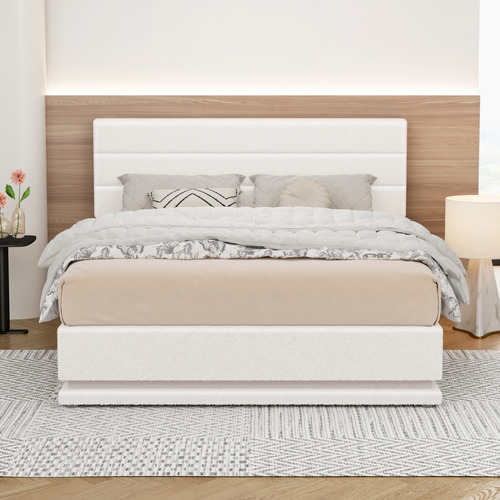 White-Alpine-Boucle-Gas-Lift-Storage-Bed-with-LED