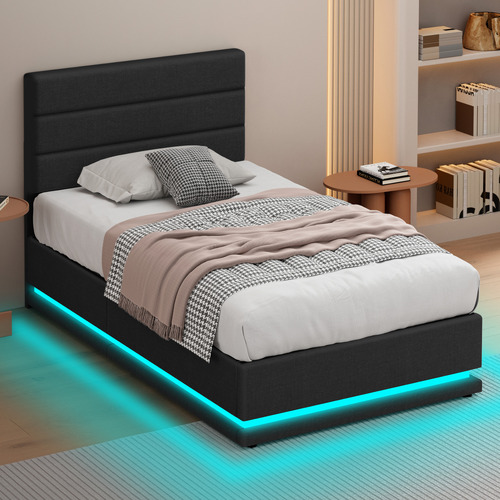 Black-Alpine-Upholstered-Gas-Lift-Storage-Bed-with-LED