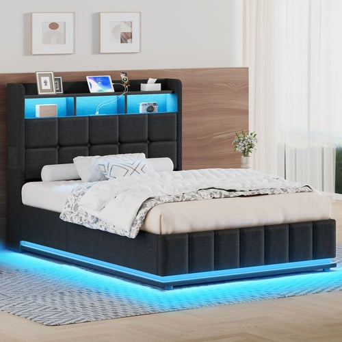 Charcoal-Michel-Gas-Lift-Storage-Bed-Frame-with-LED