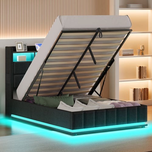 Charcoal-Michel-Gas-Lift-Storage-Bed-Frame-with-LED