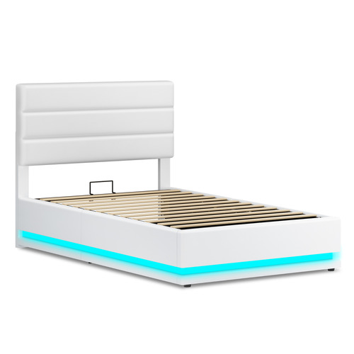 White-Alpine-PU-Leather-Gas-Lift-Storage-Bed-with-LED