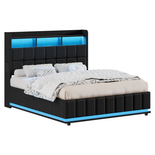 Charcoal-Michel-Gas-Lift-Storage-Bed-Frame-with-LED