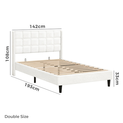 White Zadie Boucle Bed