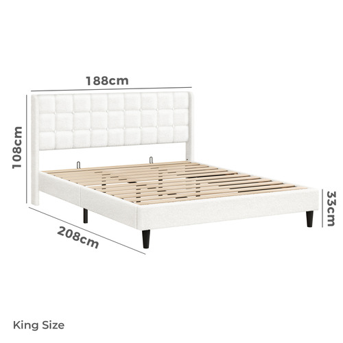White Zadie Boucle Bed