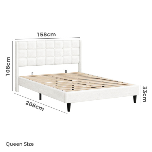 White Zadie Boucle Bed