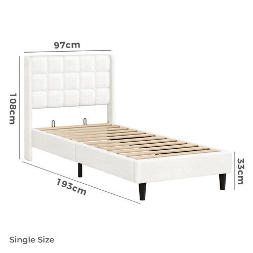 White Zadie Boucle Bed