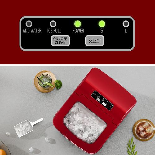 Red 2.2L Stainless Steel Portable Ice Cube Maker