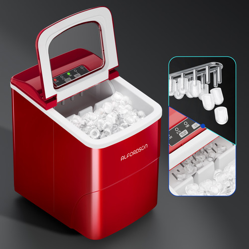 Red 2.2L Stainless Steel Portable Ice Cube Maker