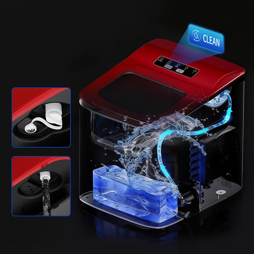 Red 2.2L Stainless Steel Portable Ice Cube Maker