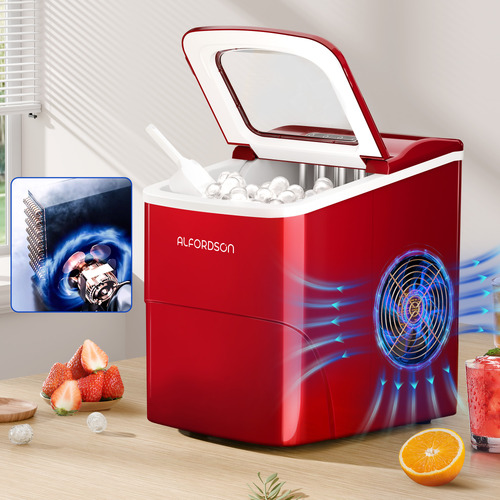 Red 2.2L Stainless Steel Portable Ice Cube Maker