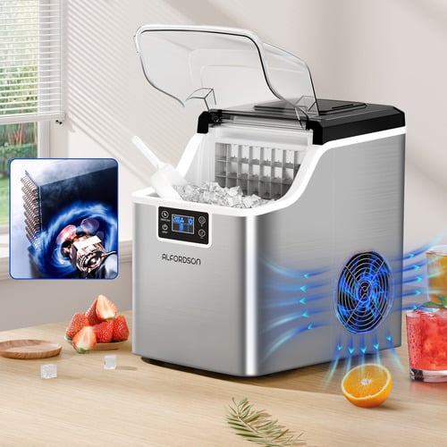 Silver 3.7L Stainless Steel Ice Cube Maker with Timer