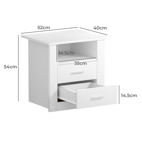 Manchester 2 Drawer Bedside Table