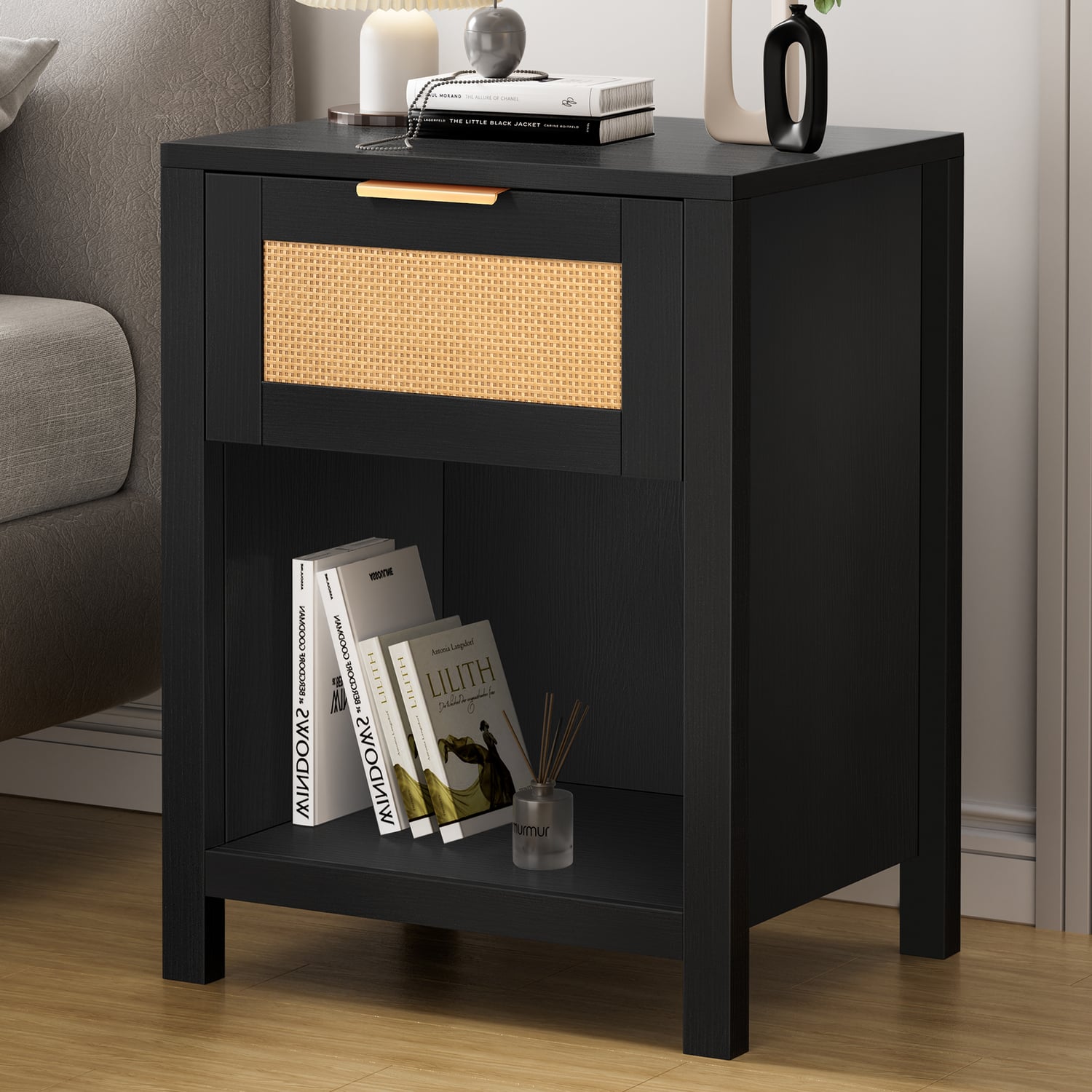 Alira Rattan 1 Drawer Bedside Table