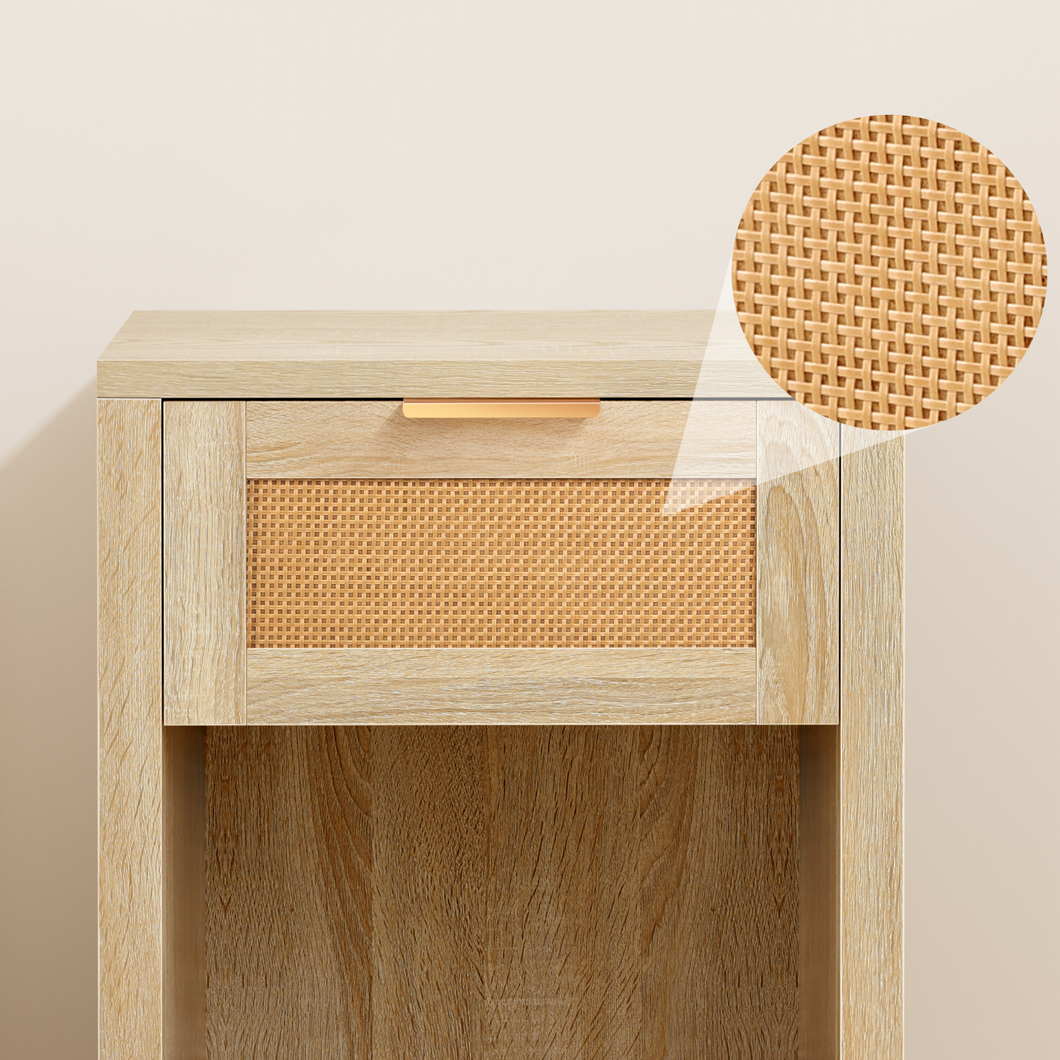 Alira Rattan 1 Drawer Bedside Table