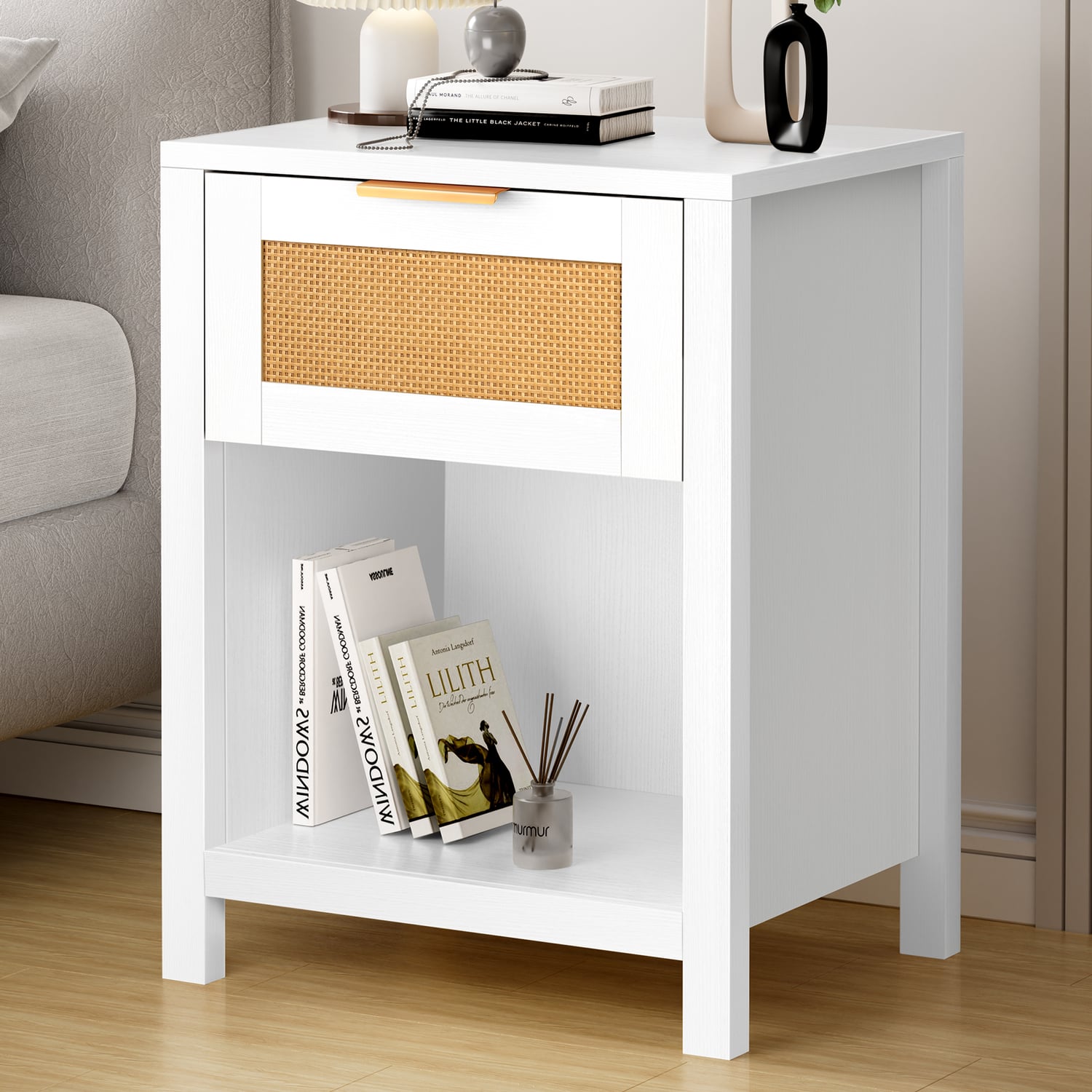 Alira Rattan 1 Drawer Bedside Table
