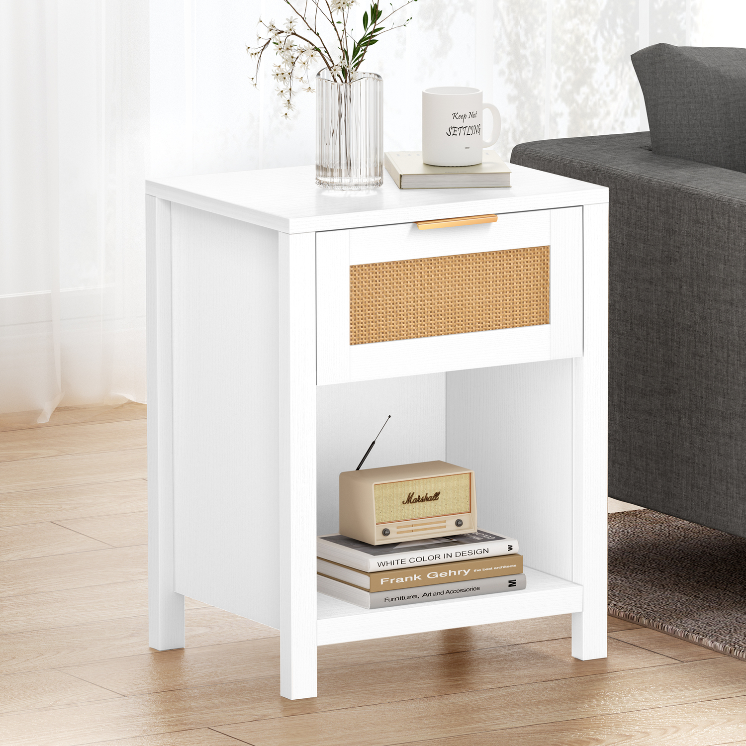 Alira Rattan 1 Drawer Bedside Table