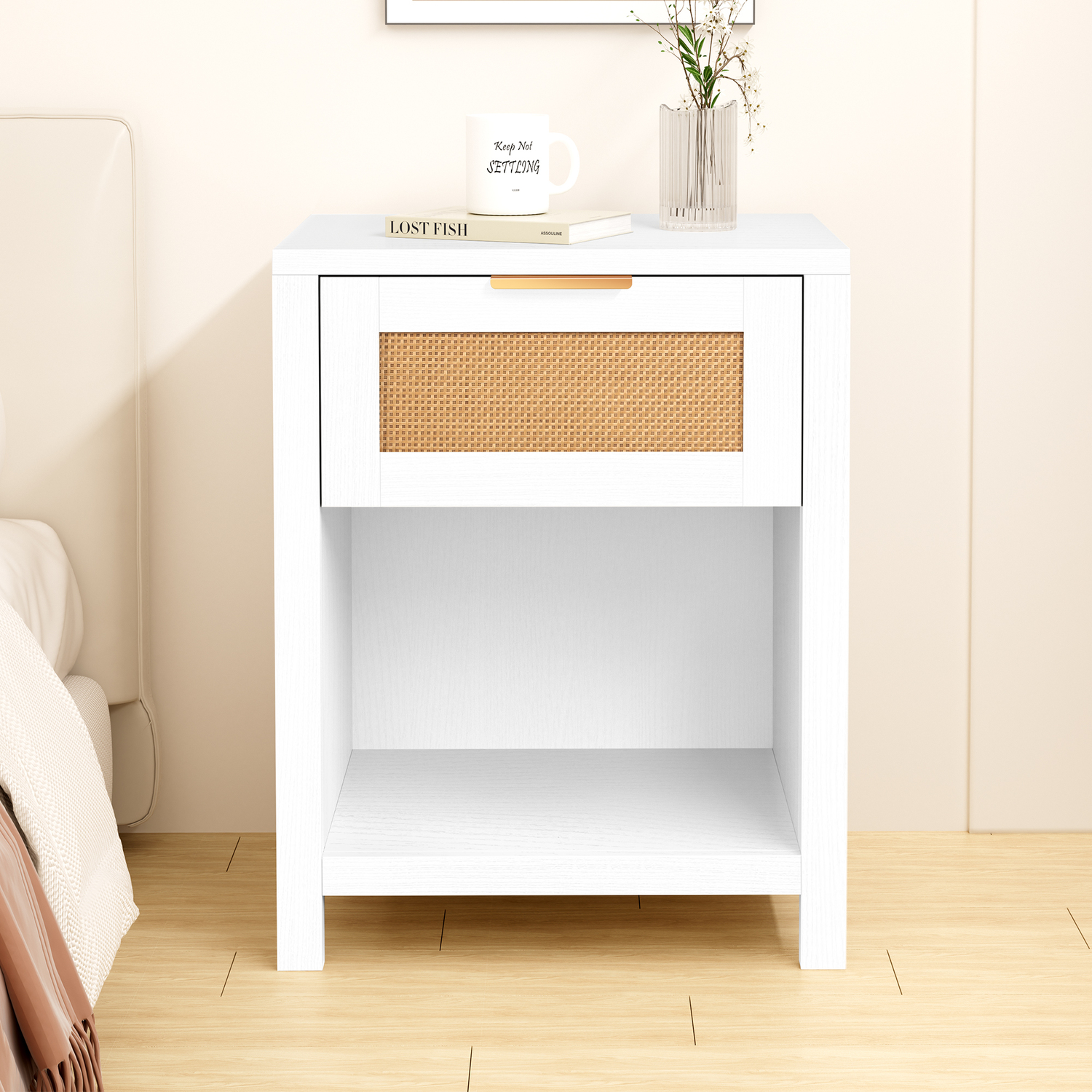 Alira Rattan 1 Drawer Bedside Table