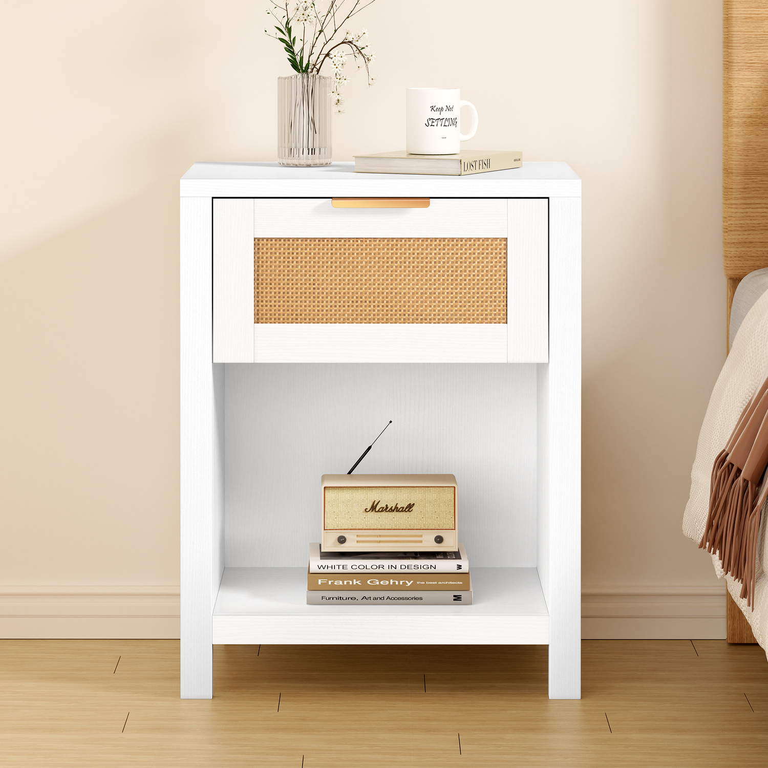 Alira Rattan 1 Drawer Bedside Table