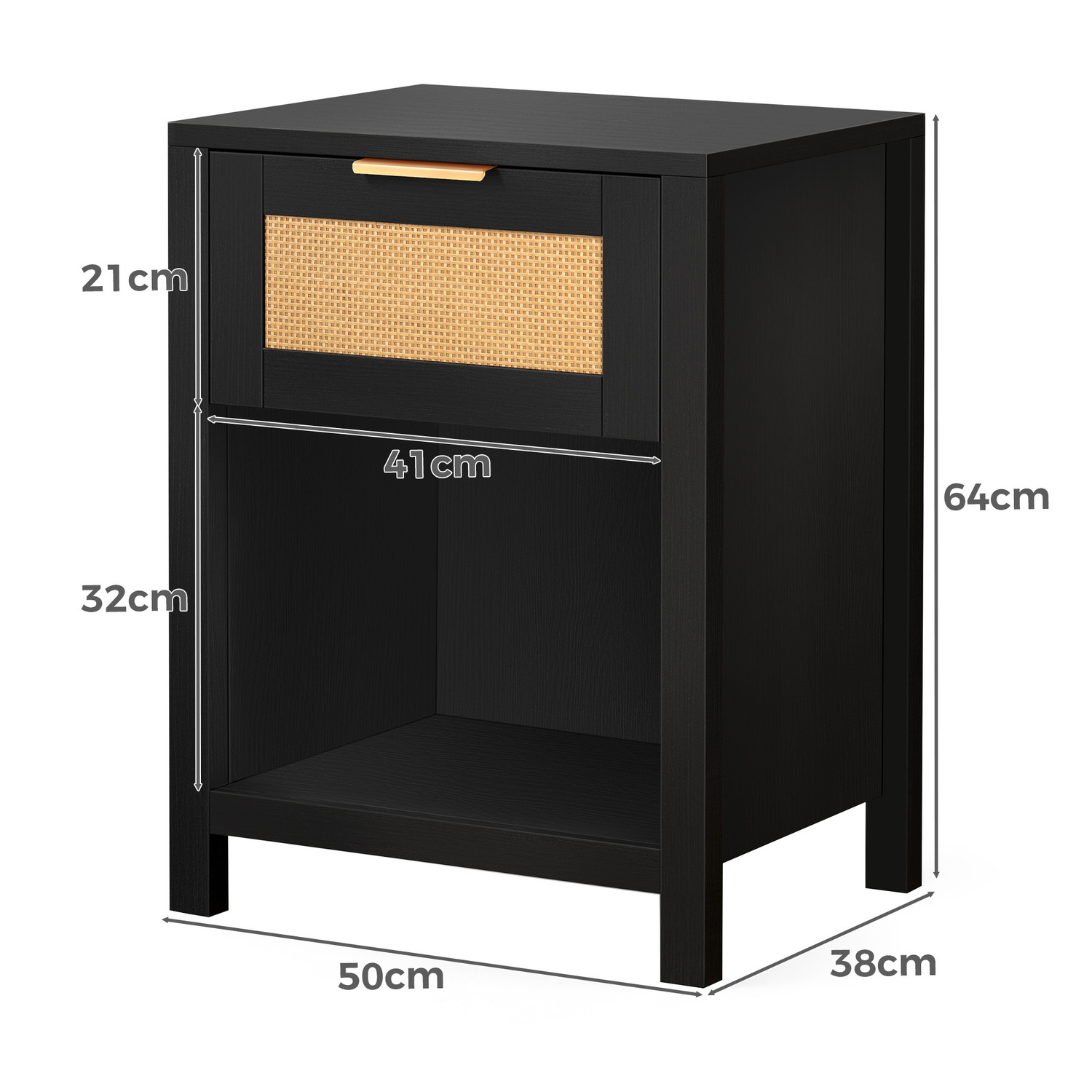 Alira Rattan 1 Drawer Bedside Table