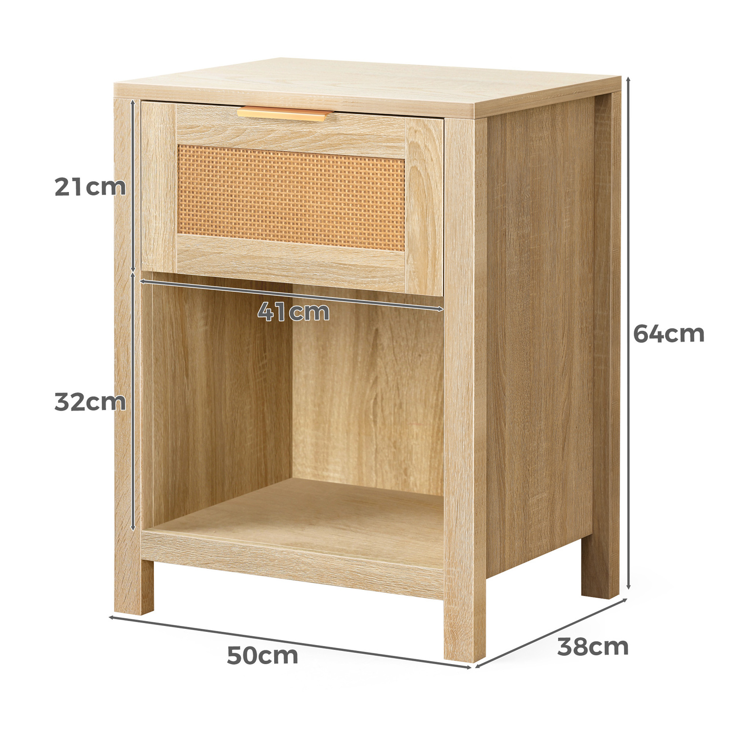 Alira Rattan 1 Drawer Bedside Table