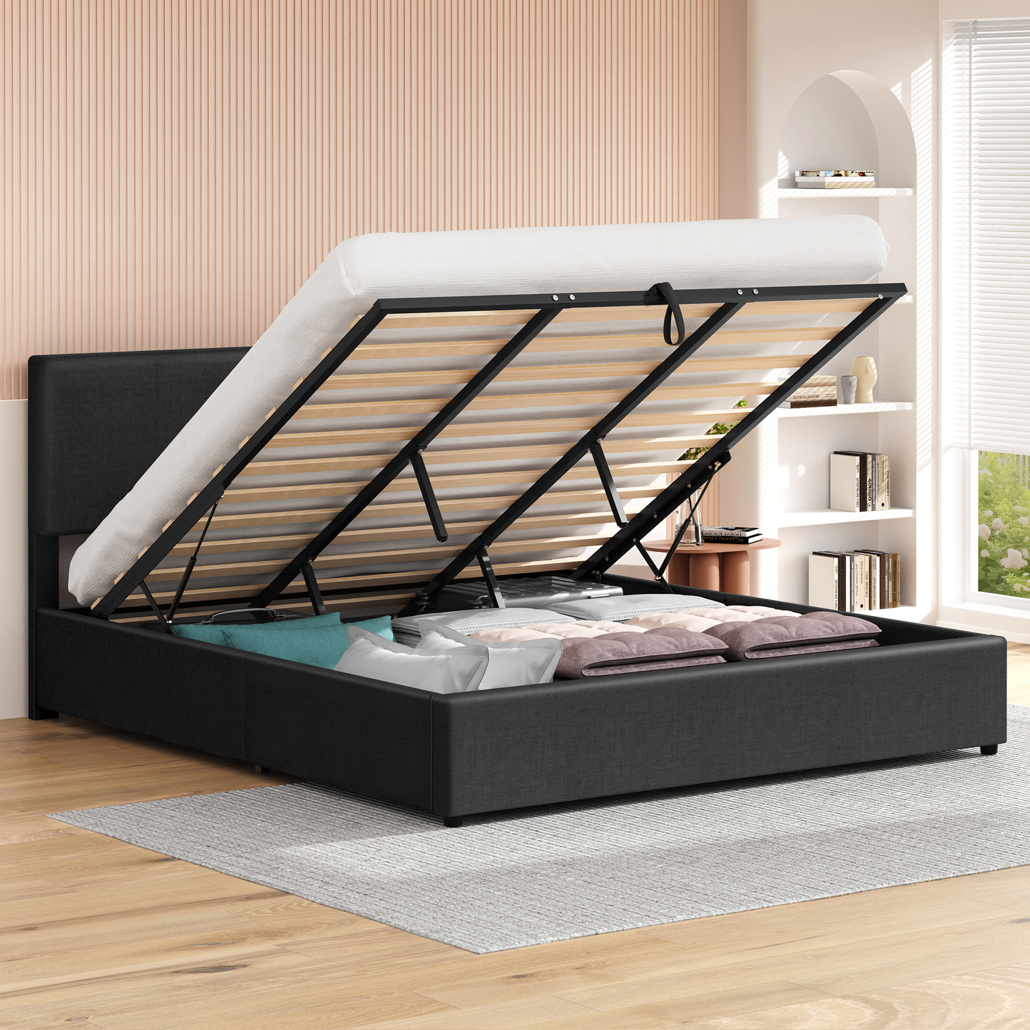 Charcoal Macauley Gas Lift Bed Frame