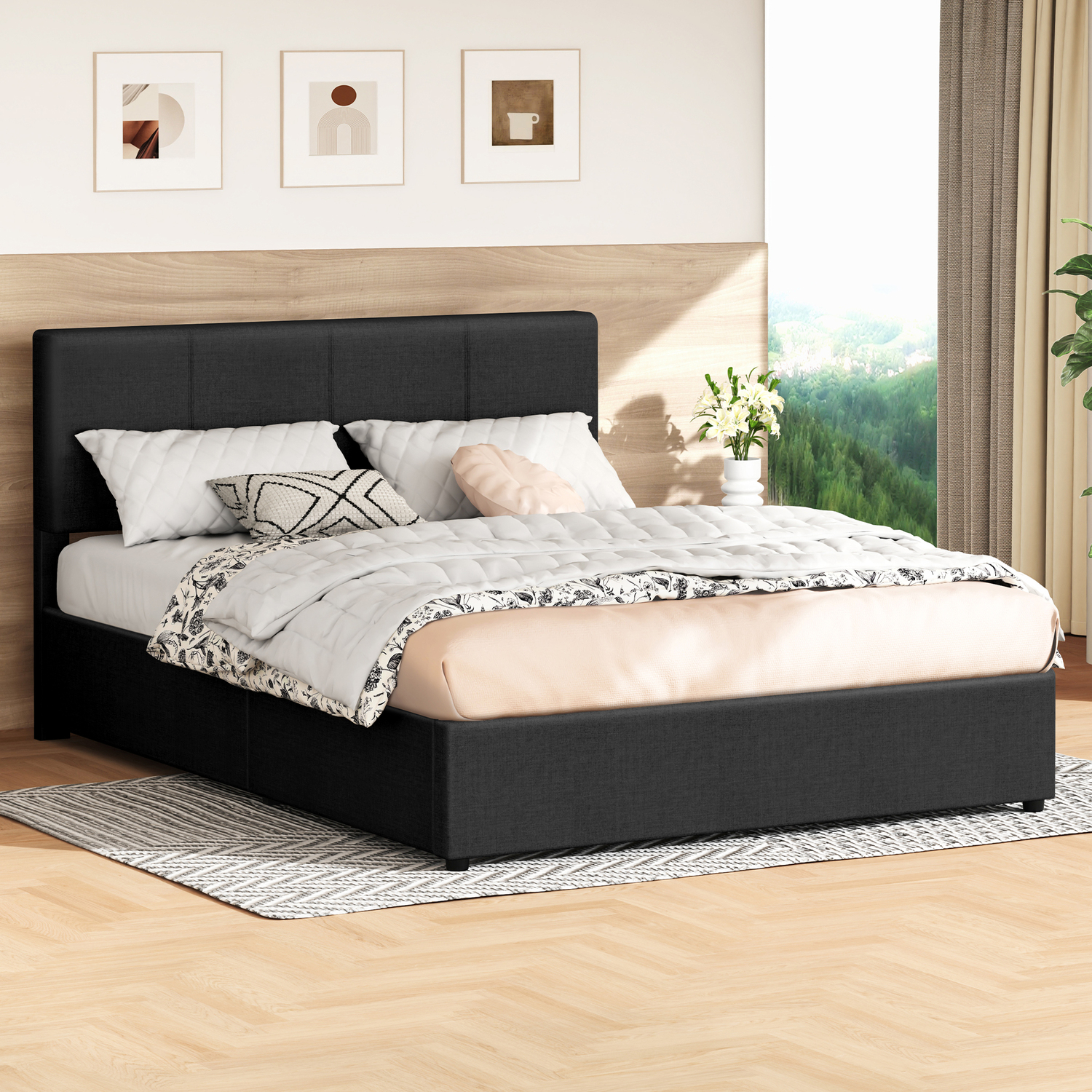 Charcoal Macauley Gas Lift Bed Frame