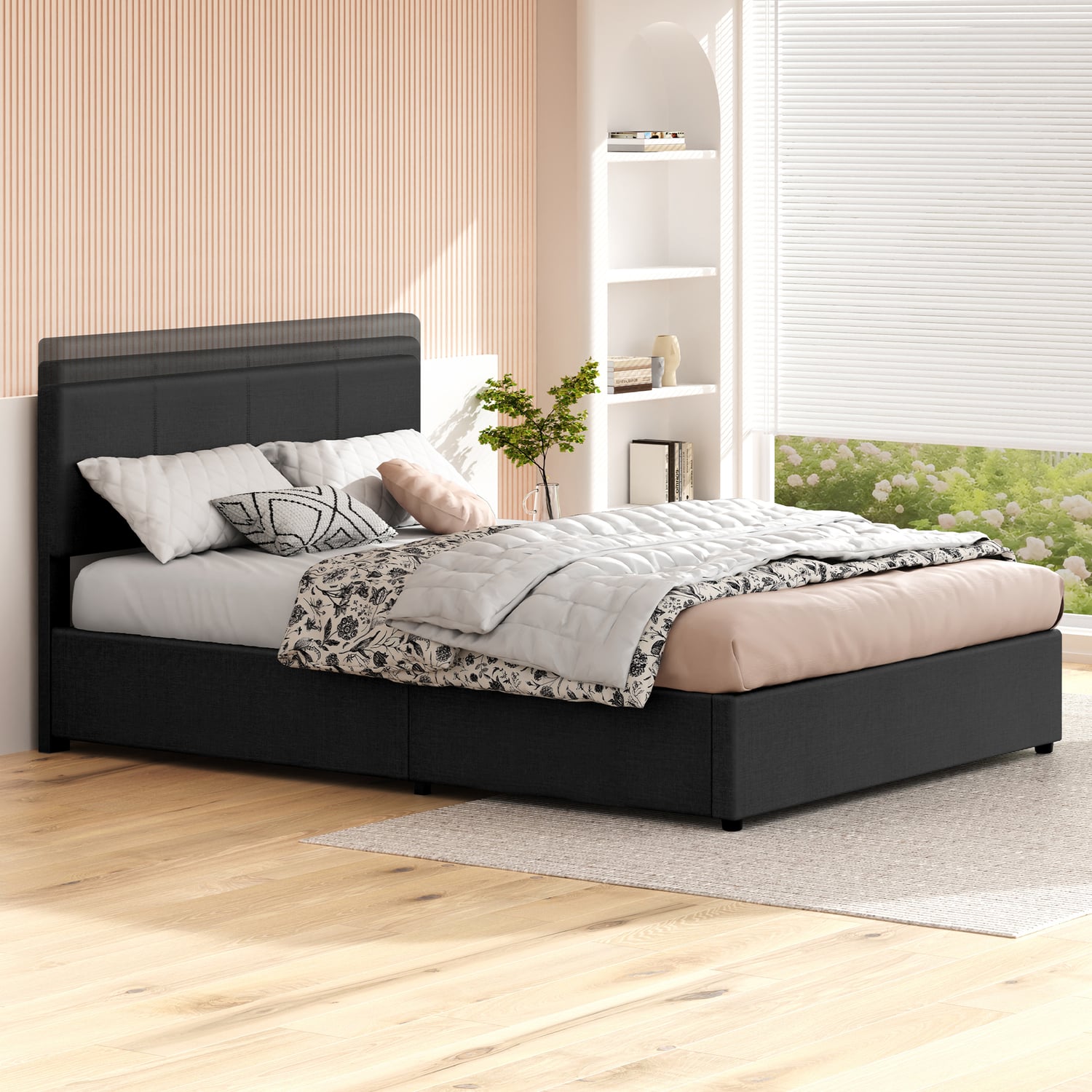 Charcoal Macauley Gas Lift Bed Frame