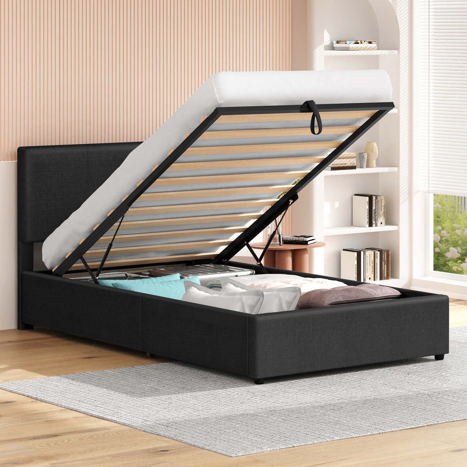 Charcoal Macauley Gas Lift Bed Frame
