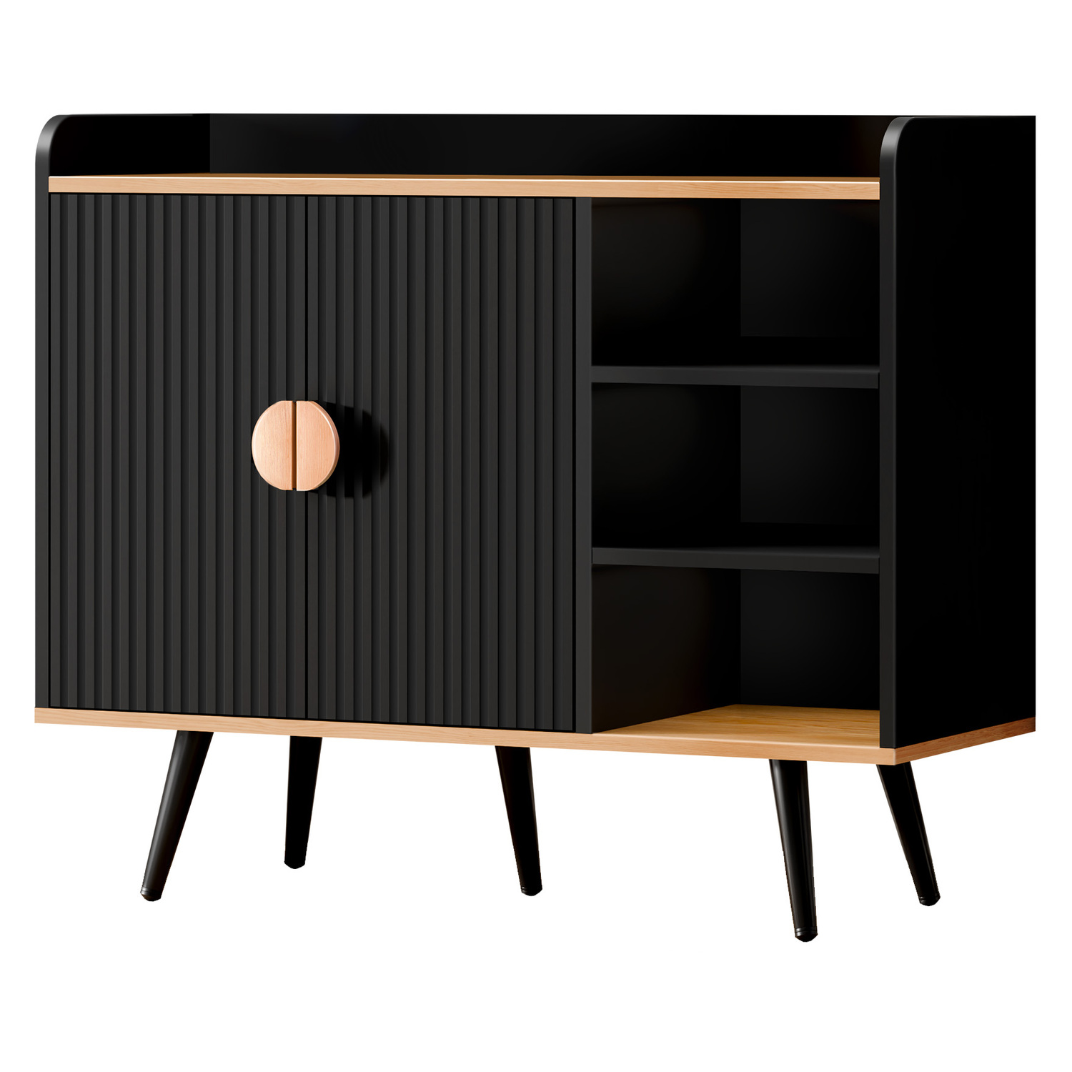 Black Bexley Shoe Cabinet with Open Shelves