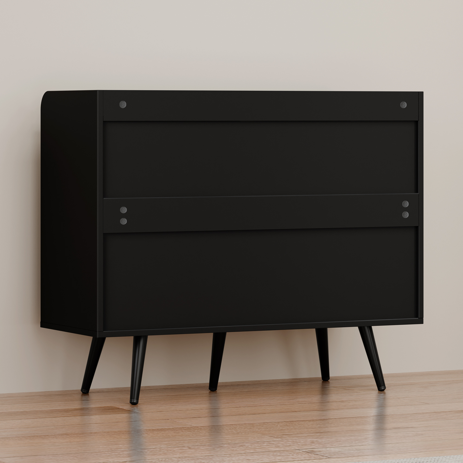 Black Bexley Shoe Cabinet with Open Shelves